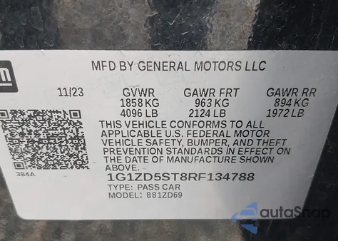 2024 Chevrolet Malibu Fwd 1Lt from USA, damaged, VIN 1G1ZD5ST8RF134788